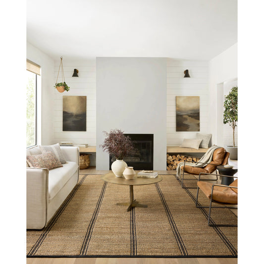 Colton CON-01 Rug by Angela Rose x Loloi in natural, black. Made from jute / cotton in a unique style.
