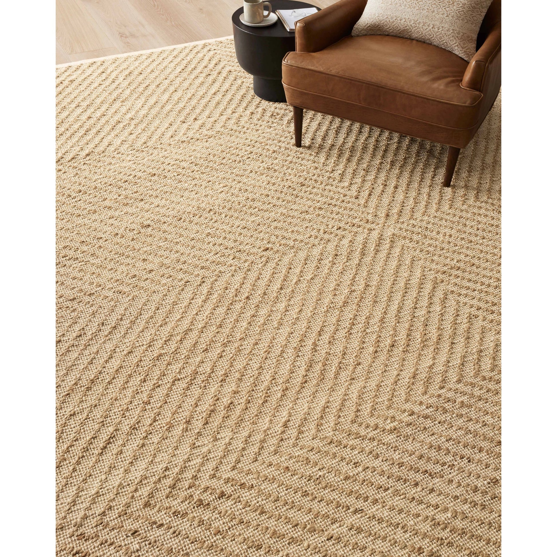 Colton CON-04 Rug by Angela Rose x Loloi in natural, ivory. Made from jute / cotton in a unique style.