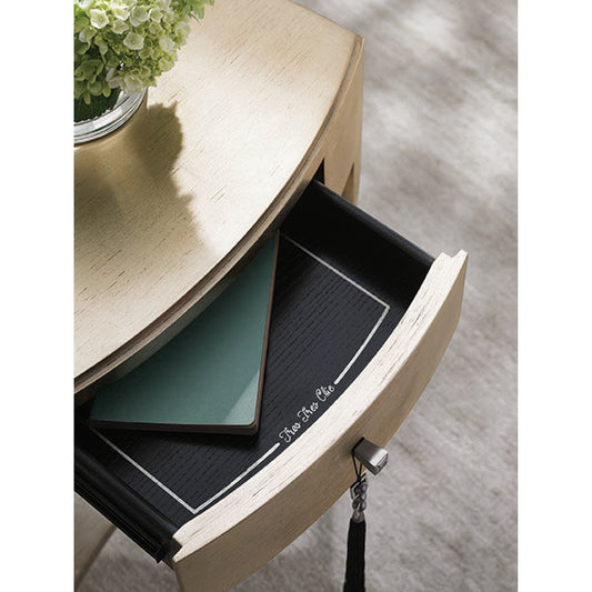 Tres, Tres Chic Accent Table by Caracole in gold and pompeii. Made from pine solids, maple veneers in a transitional style.