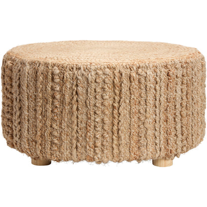 Core COO01 Pouf by Jaipur Living in brown. Made from 100% jute fiber in a cottage & farmhouse style.