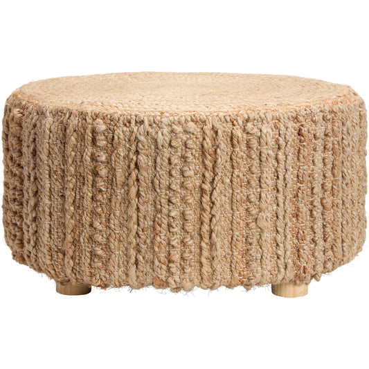 Core COO01 Pouf by Jaipur Living in brown. Made from 100% jute fiber in a cottage & farmhouse style.