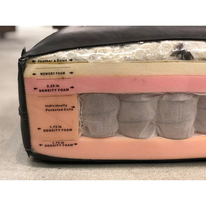 Belfast Sofa by Hydeline in ash gray. Made from leather in a transitional style.