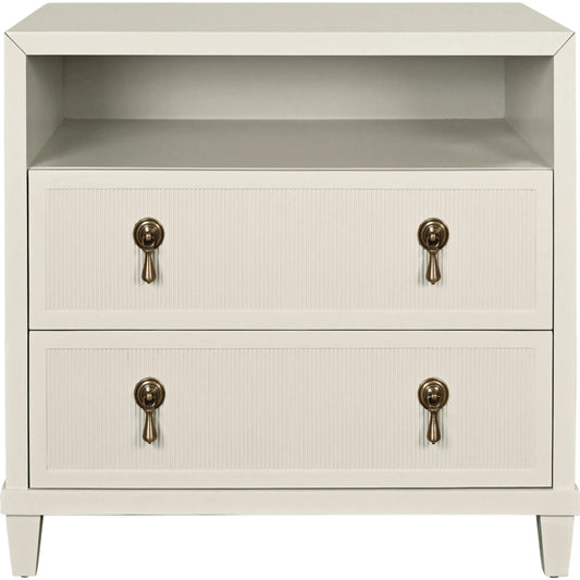 Corine Two Drawer, Open Shelf Side Table by Worlds Away. Made from unique in a unique style.