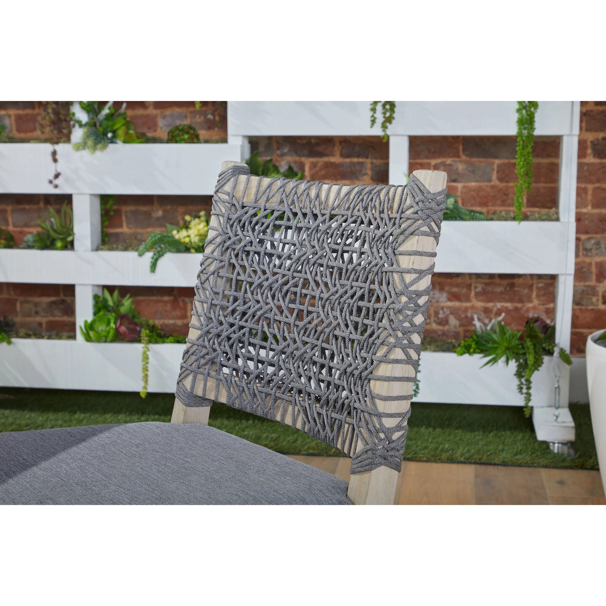 Costa Dining Chair (Set of 2) by Essentials For Living in oat flat rope, performance ecru weave, washed ever teak. Made from solid teak wood, metal in a coastal style.