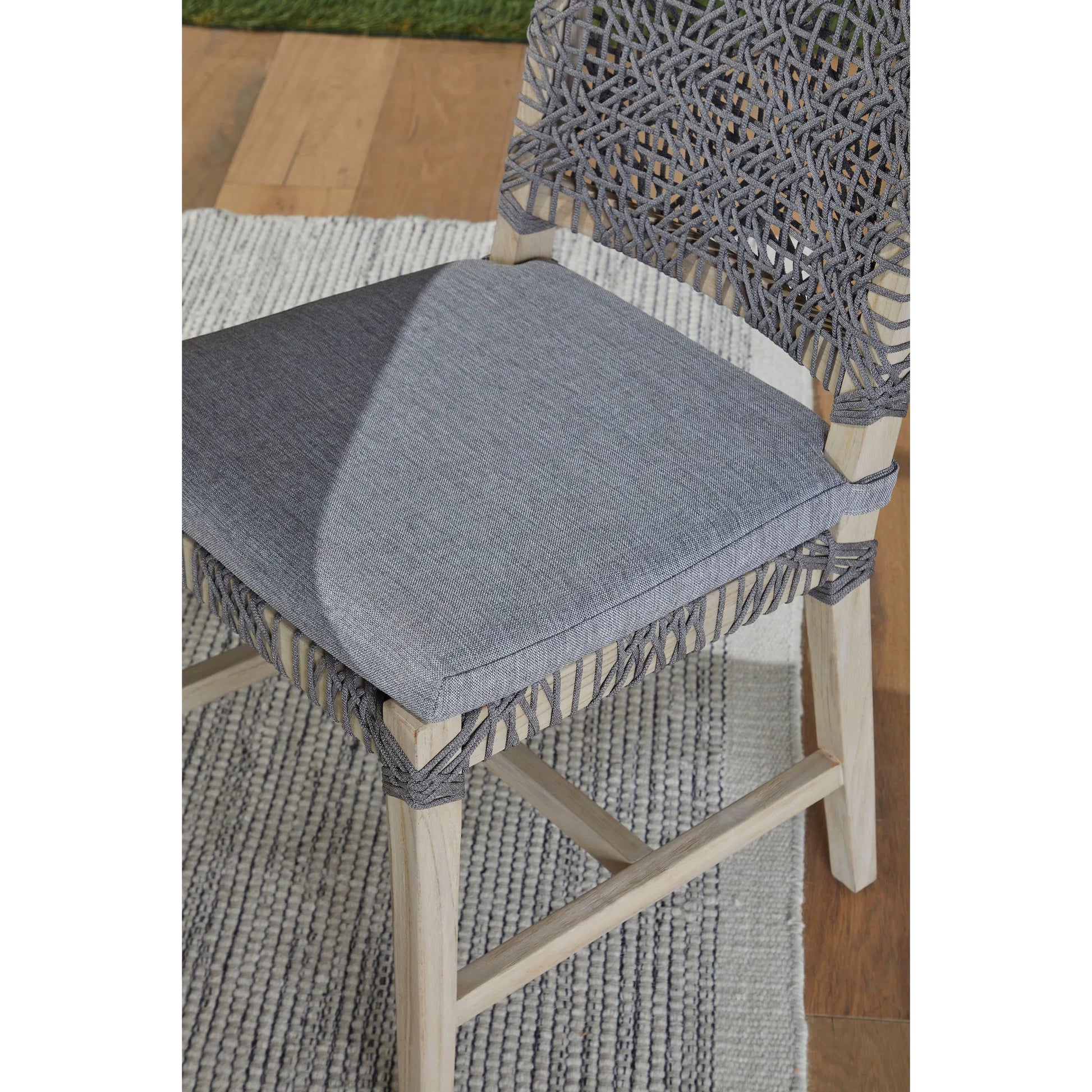 Costa Dining Chair (Set of 2) by Essentials For Living in oat flat rope, performance ecru weave, washed ever teak. Made from solid teak wood, metal in a coastal style.