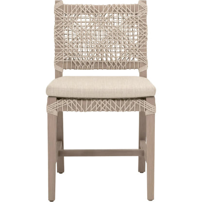 Costa Dining Chair (Set of 2) by Essentials For Living in oat flat rope, performance ecru weave, washed ever teak. Made from solid teak wood, metal in a coastal style.