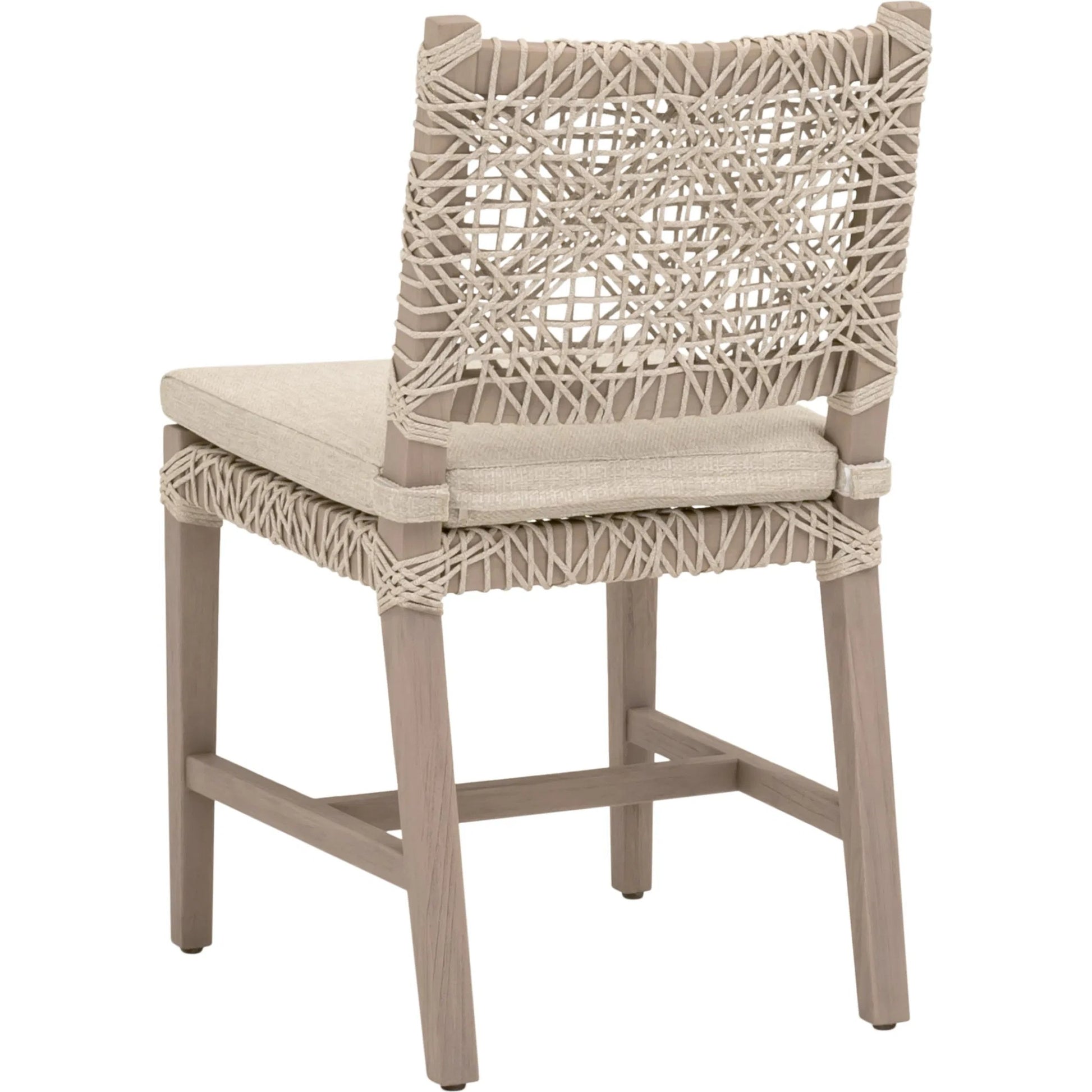 Costa Dining Chair (Set of 2) by Essentials For Living in oat flat rope, performance ecru weave, washed ever teak. Made from solid teak wood, metal in a coastal style.