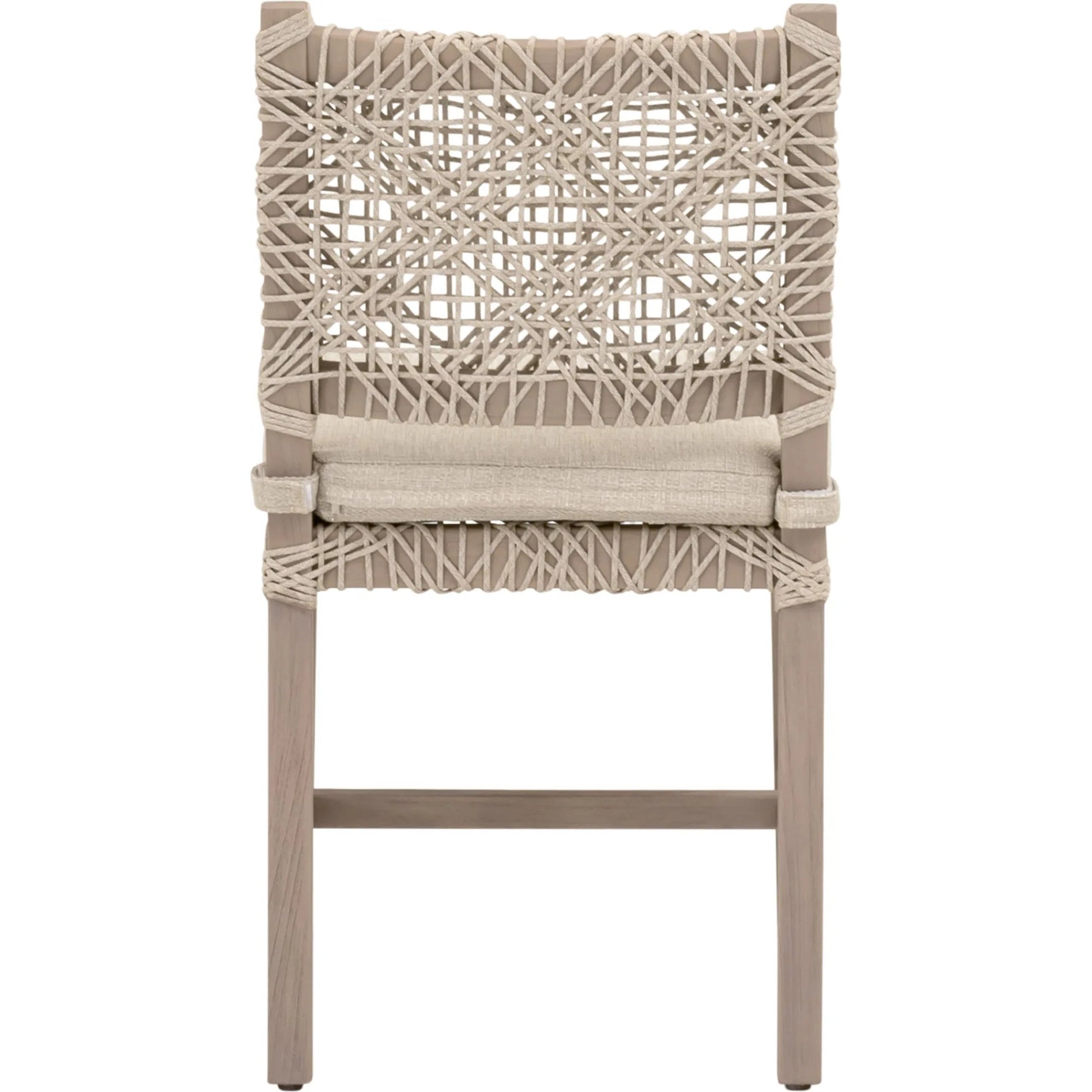 Costa Dining Chair (Set of 2) by Essentials For Living in oat flat rope, performance ecru weave, washed ever teak. Made from solid teak wood, metal in a coastal style.
