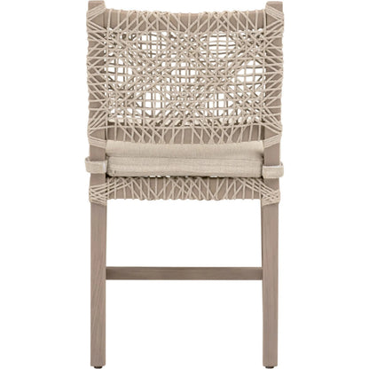 Costa Dining Chair (Set of 2) by Essentials For Living in oat flat rope, performance ecru weave, washed ever teak. Made from solid teak wood, metal in a coastal style.