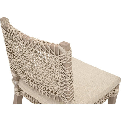 Costa Dining Chair (Set of 2) by Essentials For Living in oat flat rope, performance ecru weave, washed ever teak. Made from solid teak wood, metal in a coastal style.