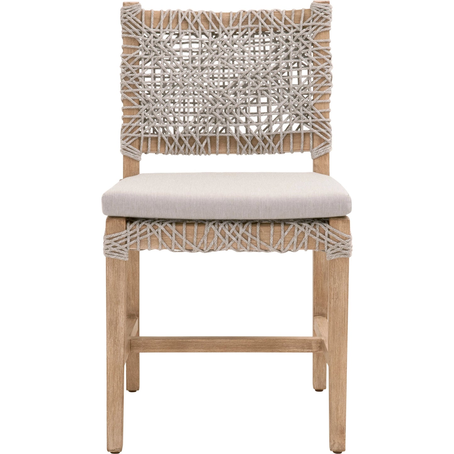 007 SR-859763 | Additional Silo | Costa Dining Chairs (Set of 2) by Essentials For Living in natural gray mahogany, taupe, white flat. Made from solid mahogany wood, polyolefin rope, 100% olefin fabric, foam in a coastal style.