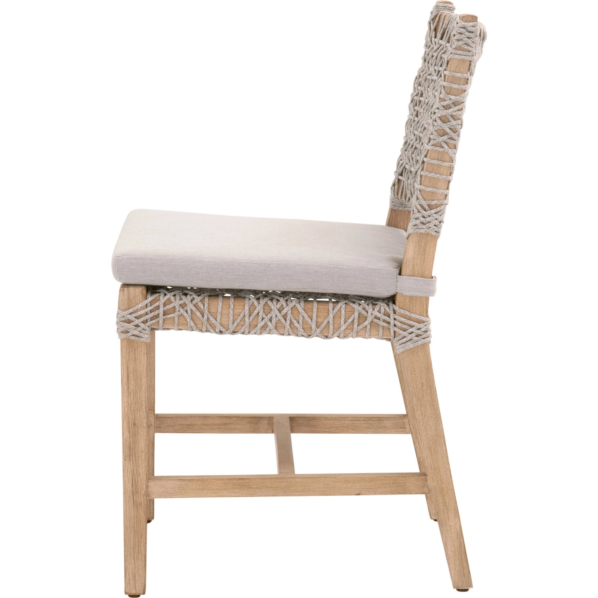 Costa Dining Chairs (Set of 2) by Essentials For Living in natural gray mahogany, taupe, white flat. Made from solid mahogany wood, polyolefin rope, 100% olefin fabric, foam in a coastal style.