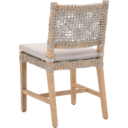 Costa Dining Chairs (Set of 2) by Essentials For Living in natural gray mahogany, taupe, white flat. Made from solid mahogany wood, polyolefin rope, 100% olefin fabric, foam in a coastal style.
