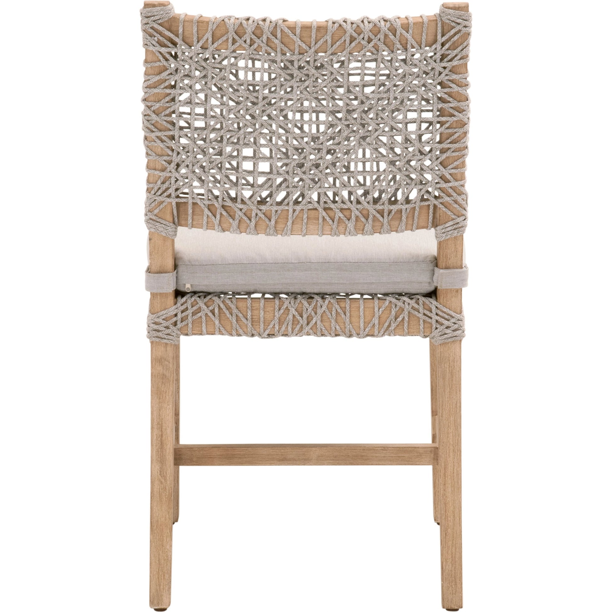 Costa Dining Chairs (Set of 2) by Essentials For Living in natural gray mahogany, taupe, white flat. Made from solid mahogany wood, polyolefin rope, 100% olefin fabric, foam in a coastal style.