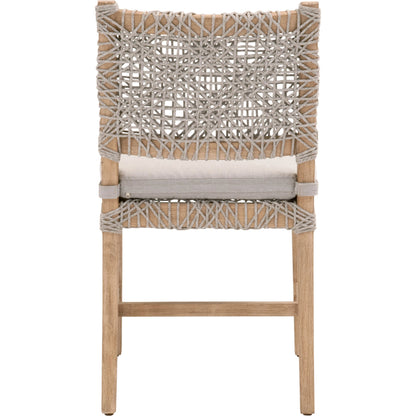 Costa Dining Chairs (Set of 2) by Essentials For Living in natural gray mahogany, taupe, white flat. Made from solid mahogany wood, polyolefin rope, 100% olefin fabric, foam in a coastal style.