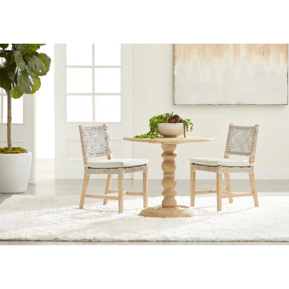 Costa Dining Chairs (Set of 2) by Essentials For Living in natural gray mahogany, taupe, white flat. Made from solid mahogany wood, polyolefin rope, 100% olefin fabric, foam in a coastal style.