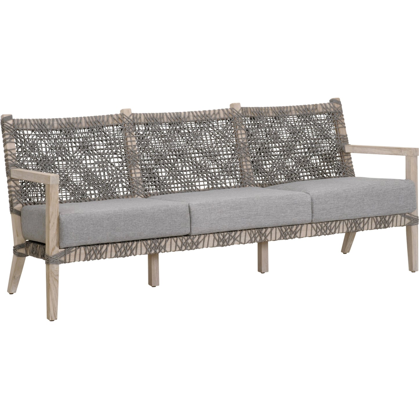 001 SI-2072278 | Primary Silo | Costa Sofa by Essentials For Living in gray teak, performance dove. Made from solid teak wood, polyolefin rope, 100% olefin fabric, foam in a coastal style.