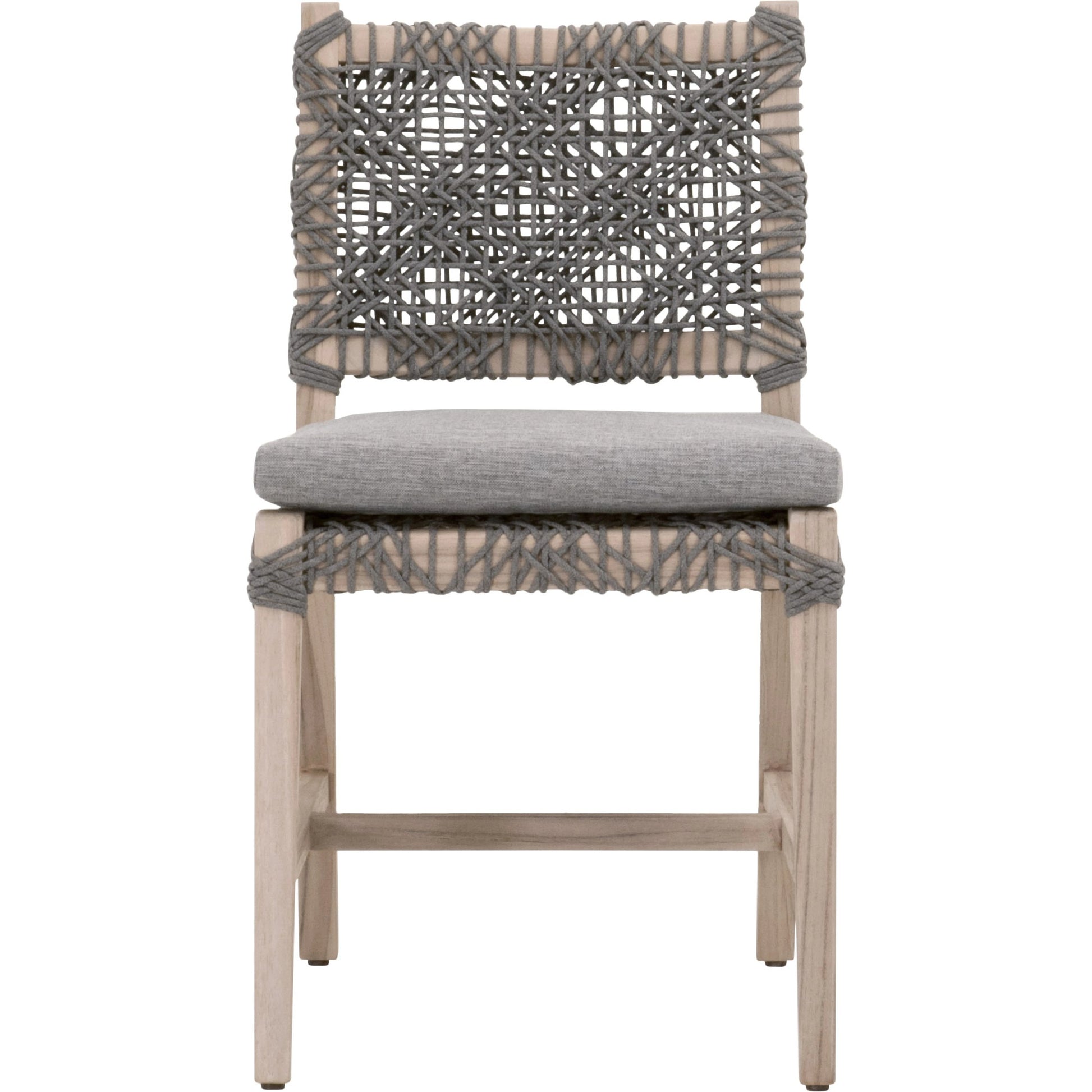 Costa Dining Chair (Set of 2) by Essentials For Living in oat flat rope, performance ecru weave, washed ever teak. Made from solid teak wood, metal in a coastal style.