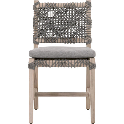 Costa Dining Chair (Set of 2) by Essentials For Living in oat flat rope, performance ecru weave, washed ever teak. Made from solid teak wood, metal in a coastal style.