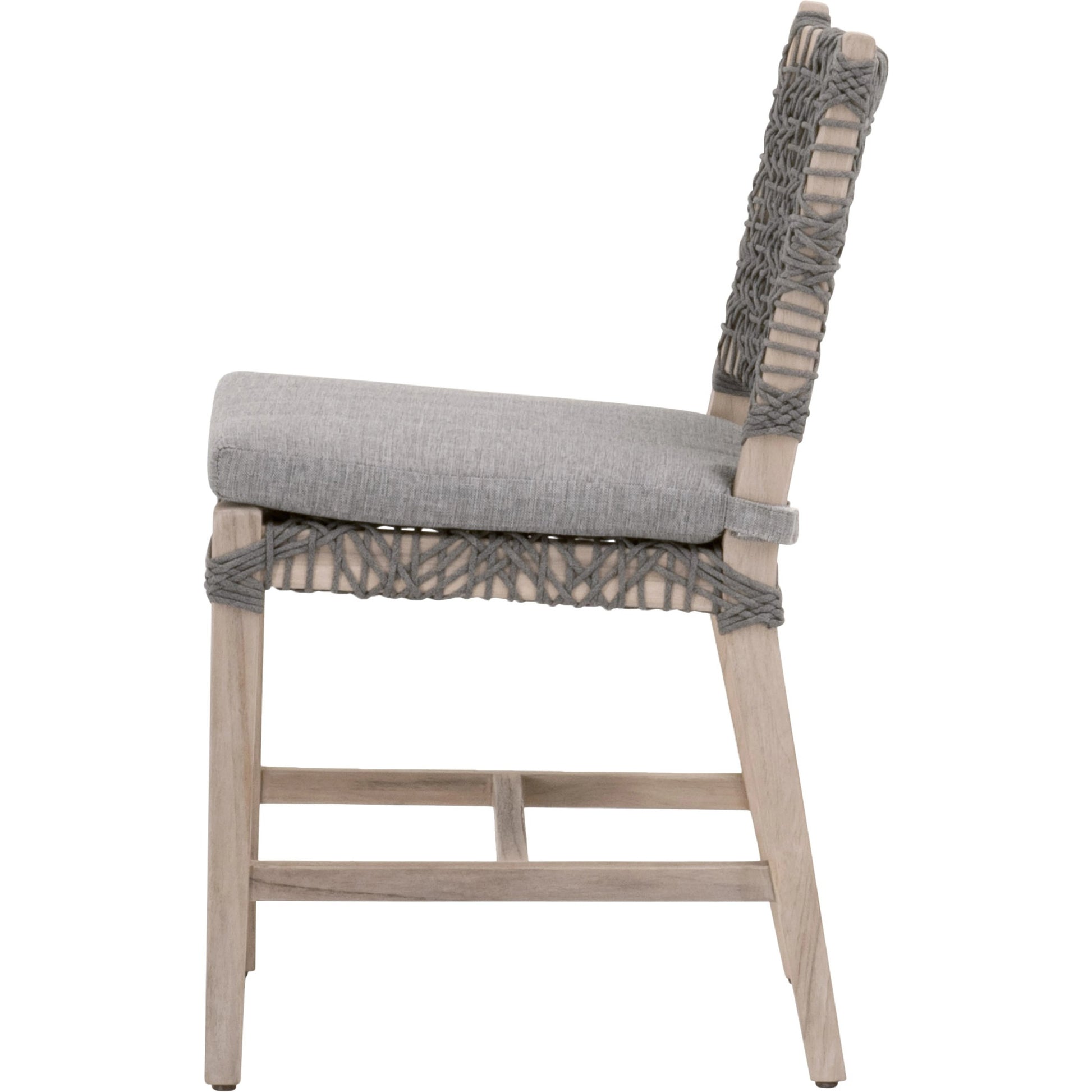 Costa Dining Chair (Set of 2) by Essentials For Living in oat flat rope, performance ecru weave, washed ever teak. Made from solid teak wood, metal in a coastal style.
