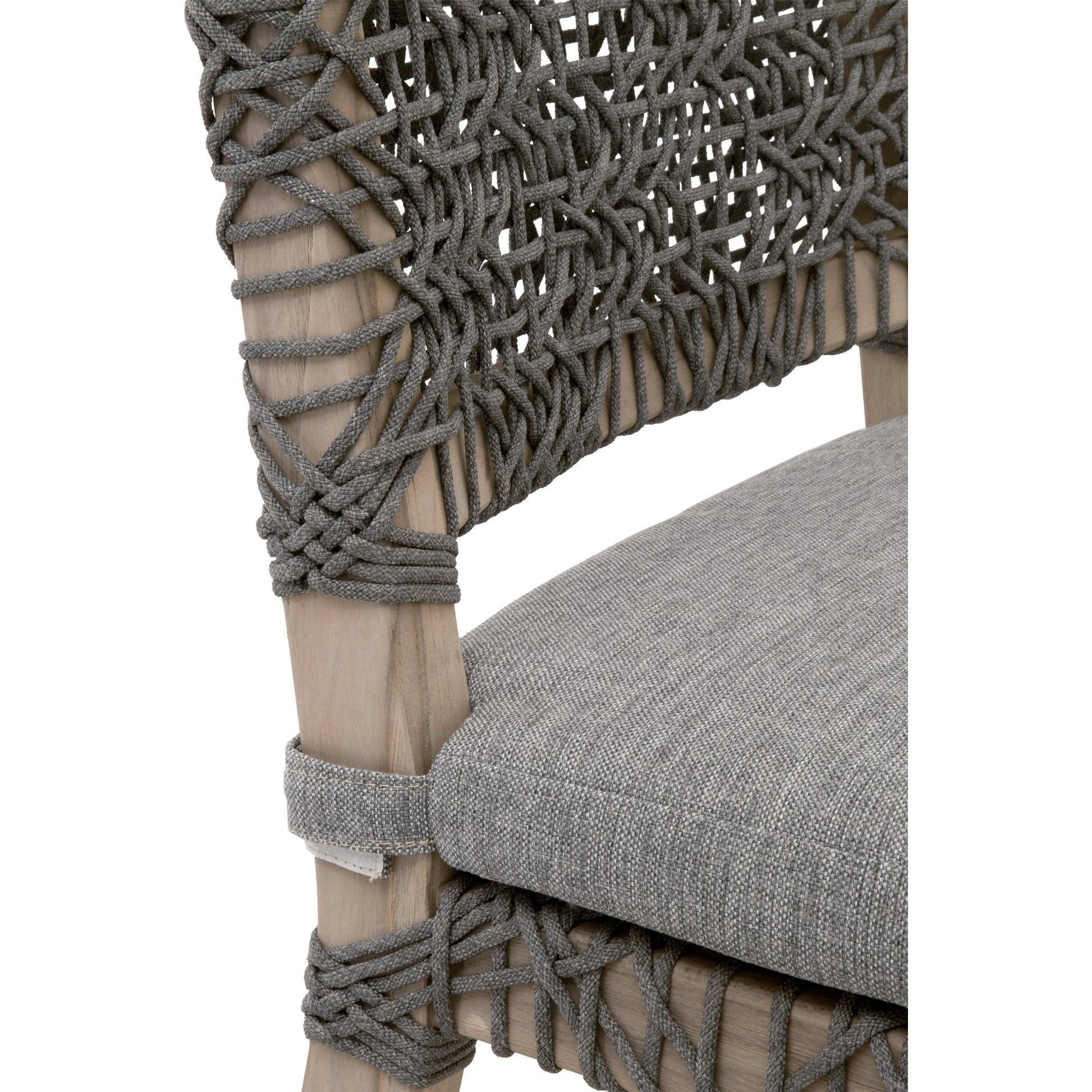 Costa Dining Chair (Set of 2) by Essentials For Living in oat flat rope, performance ecru weave, washed ever teak. Made from solid teak wood, metal in a coastal style.