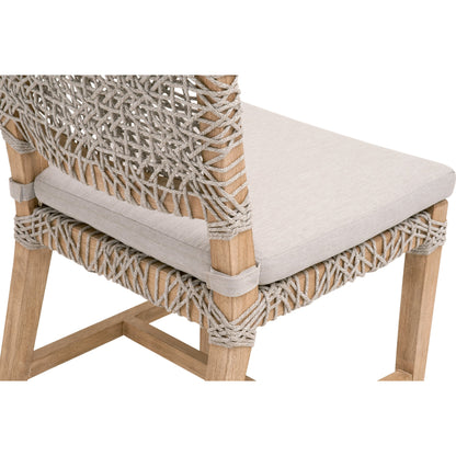 Costa Dining Chairs (Set of 2) by Essentials For Living in natural gray mahogany, taupe, white flat. Made from solid mahogany wood, polyolefin rope, 100% olefin fabric, foam in a coastal style.