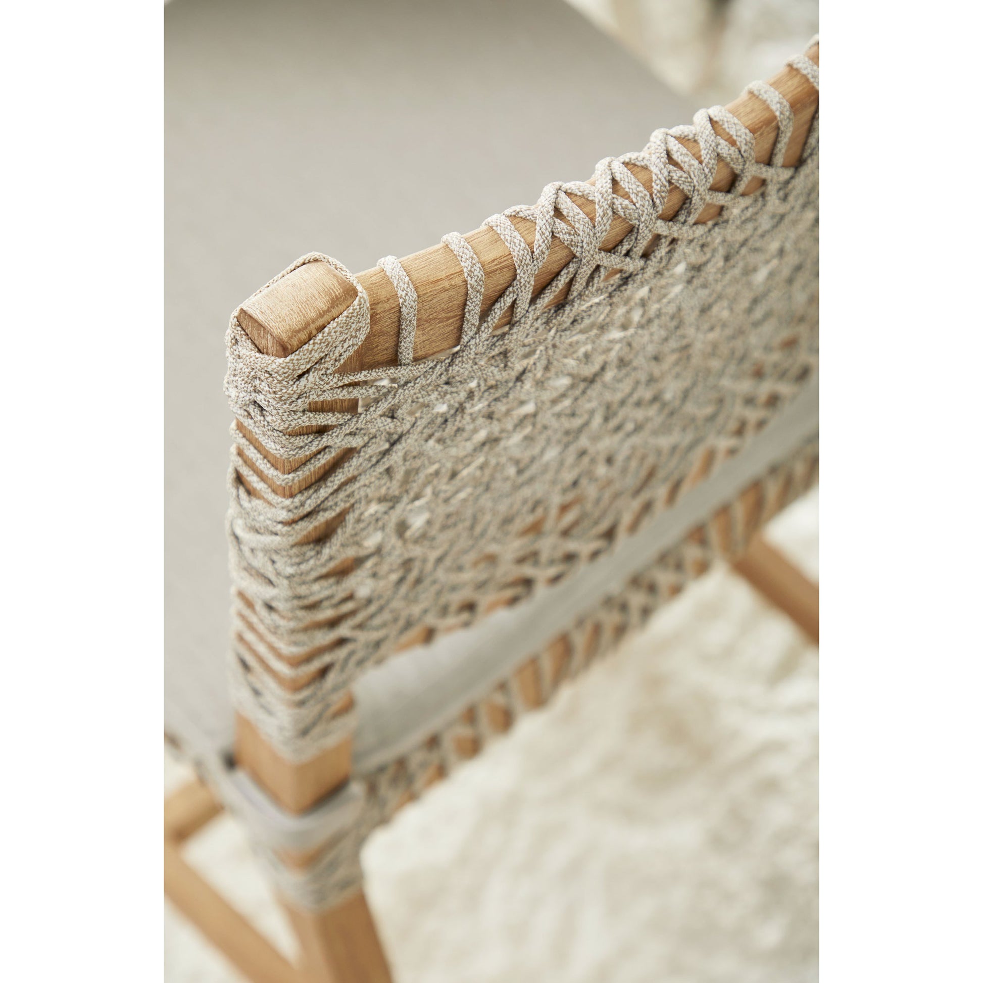 Costa Dining Chairs (Set of 2) by Essentials For Living in natural gray mahogany, taupe, white flat. Made from solid mahogany wood, polyolefin rope, 100% olefin fabric, foam in a coastal style.