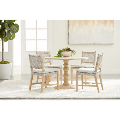 Costa Dining Chairs (Set of 2) by Essentials For Living in natural gray mahogany, taupe, white flat. Made from solid mahogany wood, polyolefin rope, 100% olefin fabric, foam in a coastal style.