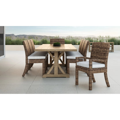 Havana Outdoor Armless Dining Chair by Sunset West in tobacco. Made from resin wicker in a modern style.