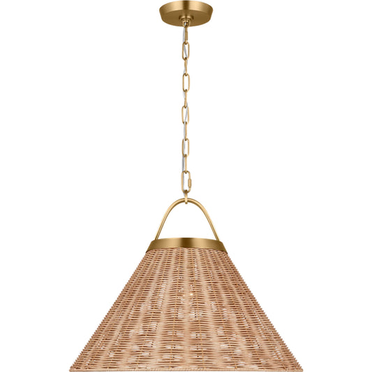 Whitby Extra Large Pendant by Visual Comfort & Co. in burnished brass. Made from steel in a unique style.