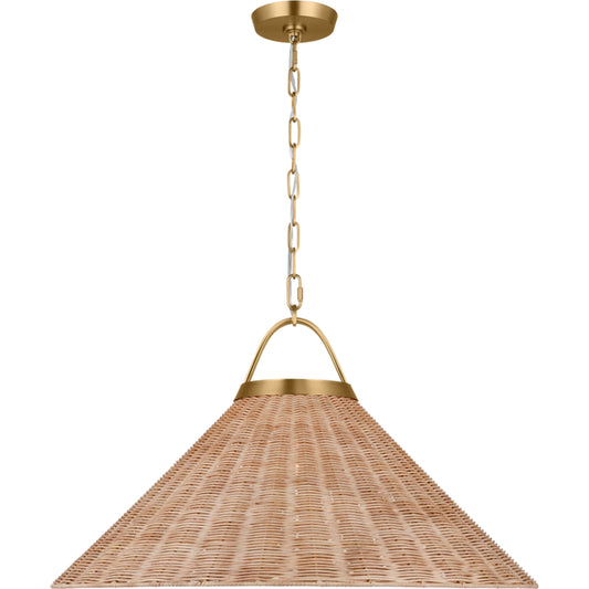 Whitby Grand Pendant by Visual Comfort & Co. in burnished brass. Made from steel in a unique style.