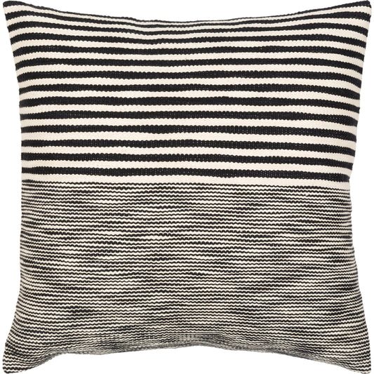Christopher Pillow - 8433 by Livabliss in black, cream. Made from front: 100% cotton, back: 100% cotton in a modern style.