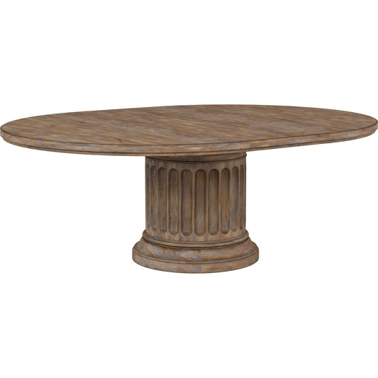 Architrave Round Dining Table by A.R.T. Furniture in almond. Made from pine solids and veneer, resin in a traditional style.