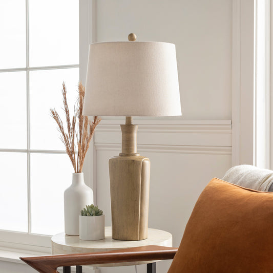 Capitan Lamp - 25432 by Surya in tan, natural and hand finishedhand finished. Made from linen, polyester, metal in a cottage & farmhouse style.