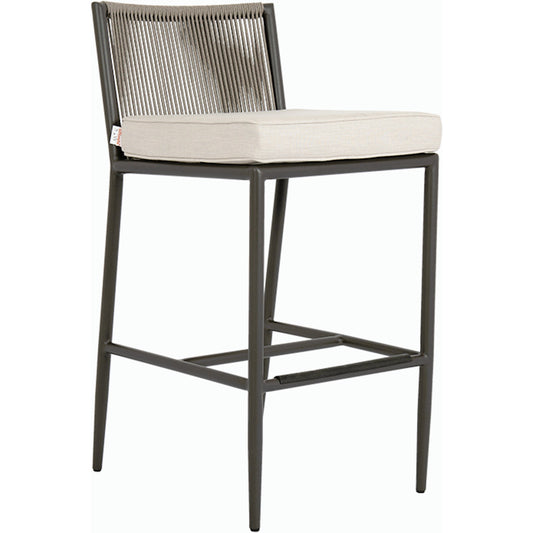 Pietra Outdoor Barstool by Sunset West in graphite. Made from olefin rope in a modern style.