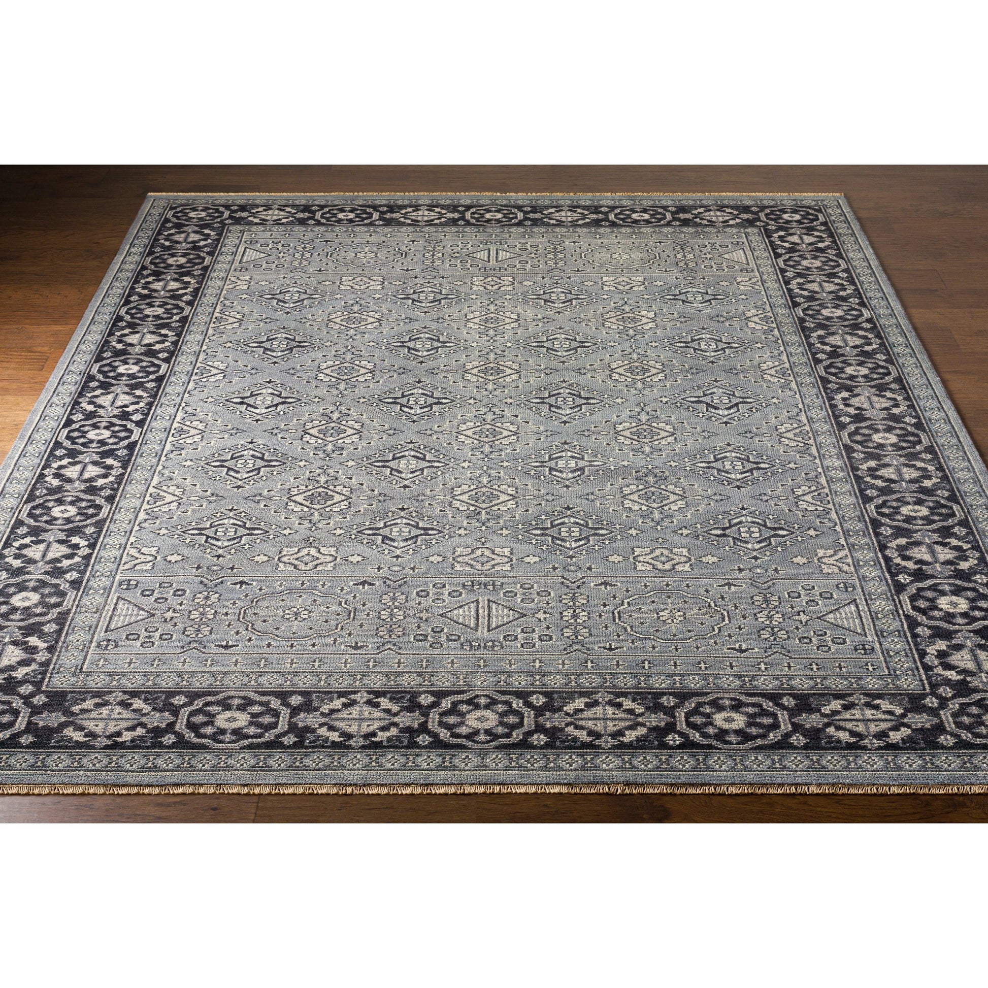 Cappadocia Rug - 21167 by Surya in deep teal, ink blue, ice blue. Made from 100% wool in a unique style.