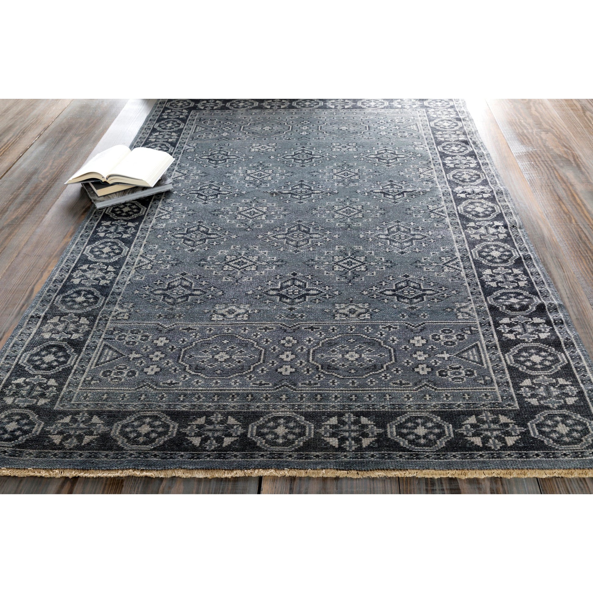 Cappadocia Rug - 21167 by Surya in deep teal, ink blue, ice blue. Made from 100% wool in a unique style.