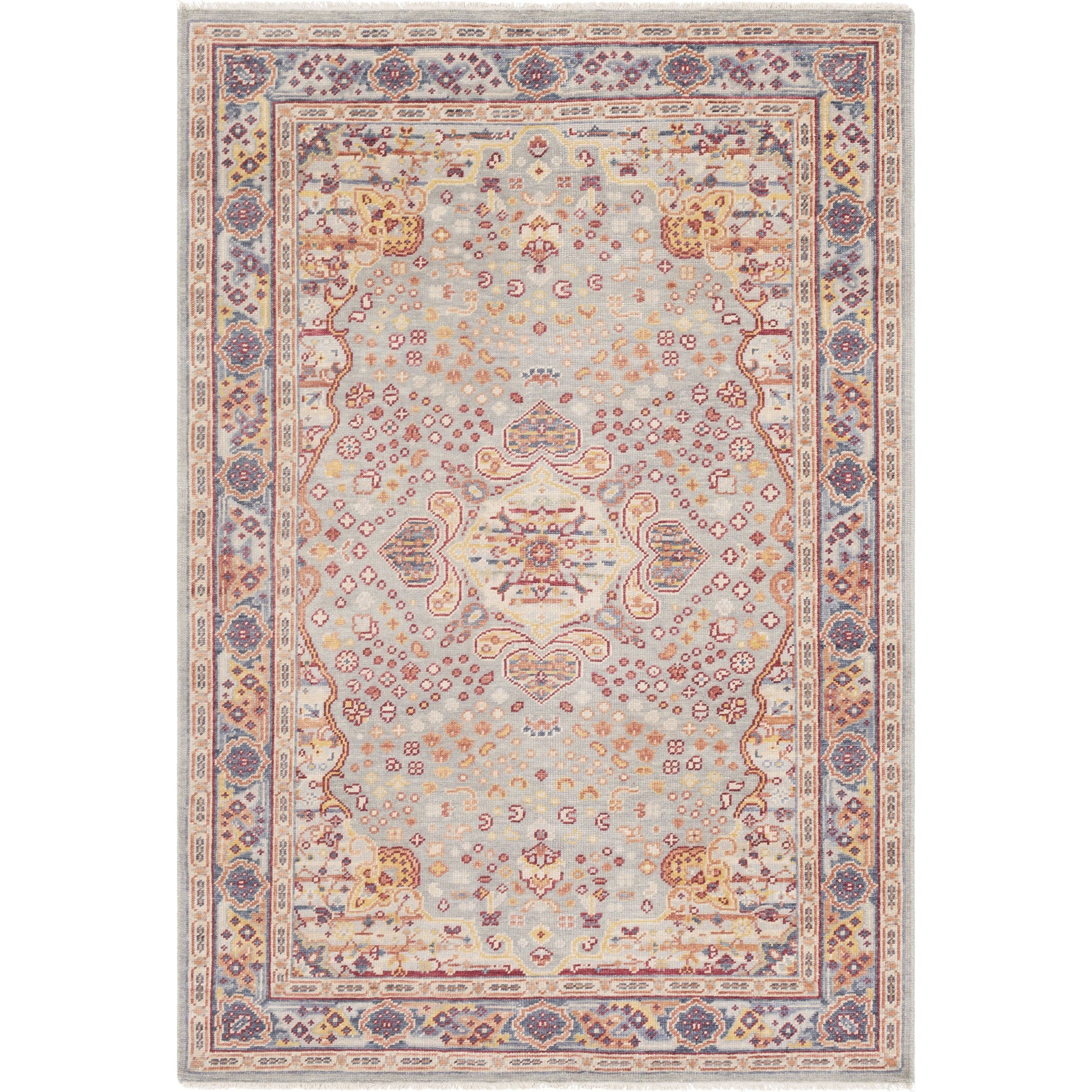 Cappadocia Rug - 22367 by Surya in dusty sage, light sage, burgandy, mustard, rust, navy. Made from 100% wool in a unique style.