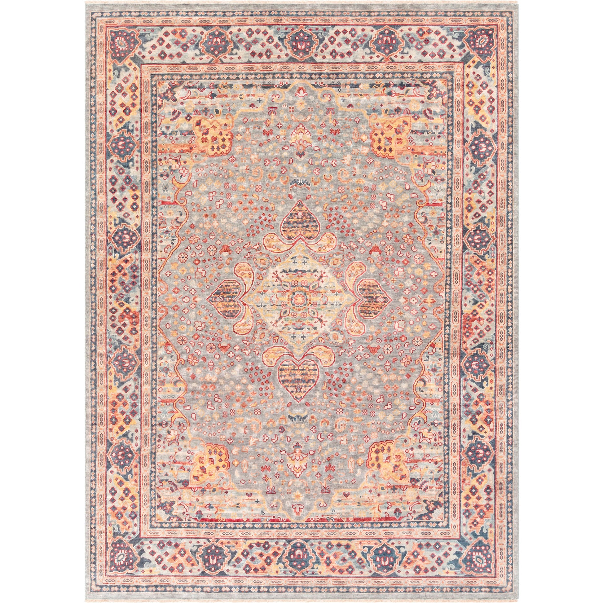 Cappadocia Rug - 22367 by Surya in dusty sage, light sage, burgandy, mustard, rust, navy. Made from 100% wool in a unique style.