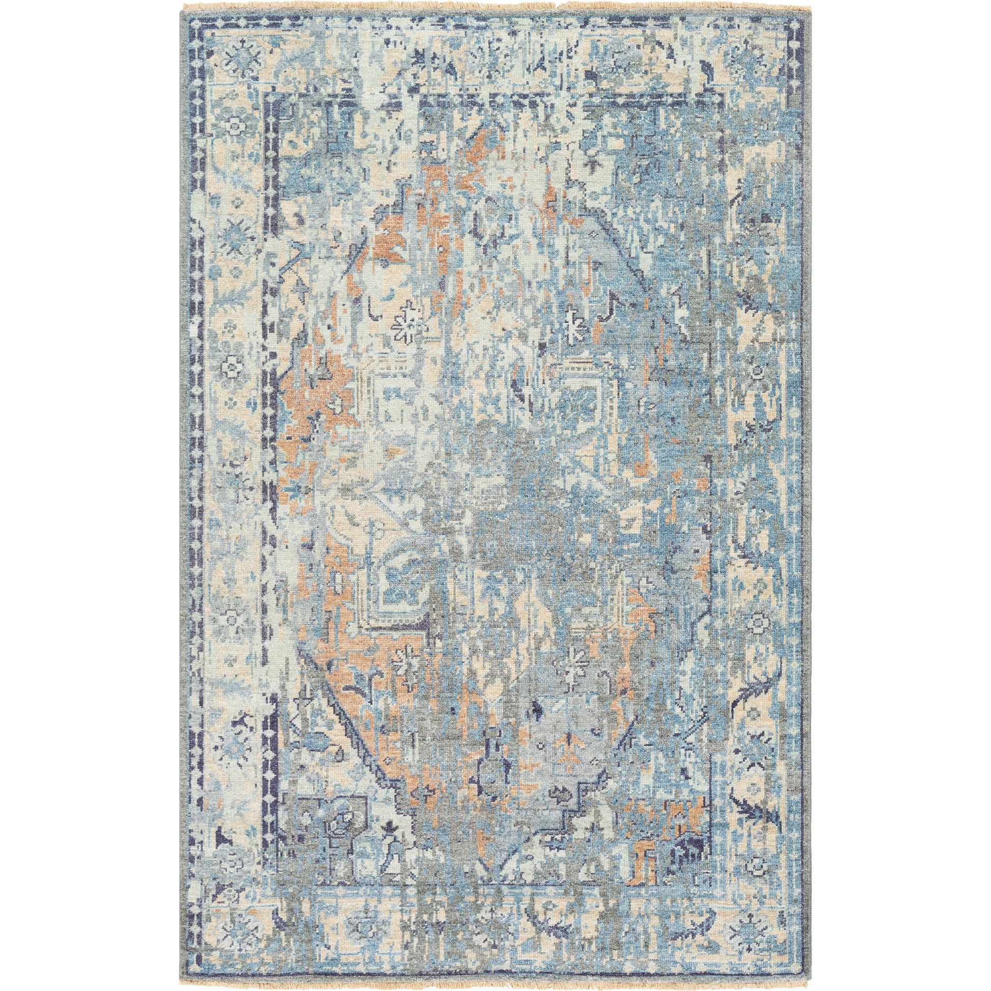 Cappadocia CPP-5027 Rug by Surya in blue, navy, tan, seafoam, dusty sage, medium brown. Made from unique in a unique style.