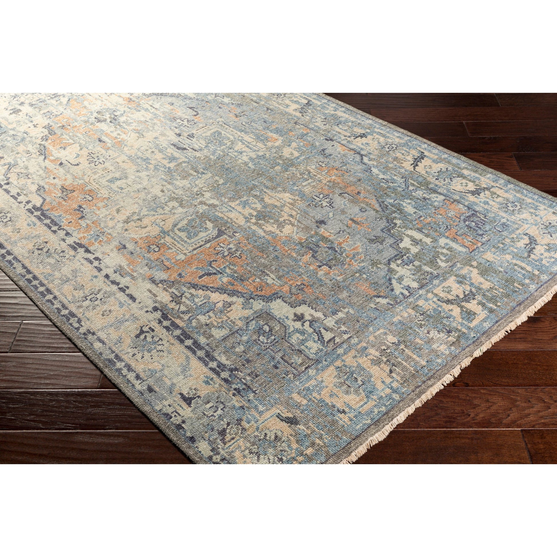 Cappadocia CPP-5027 Rug by Surya in blue, navy, tan, seafoam, dusty sage, medium brown. Made from unique in a unique style.