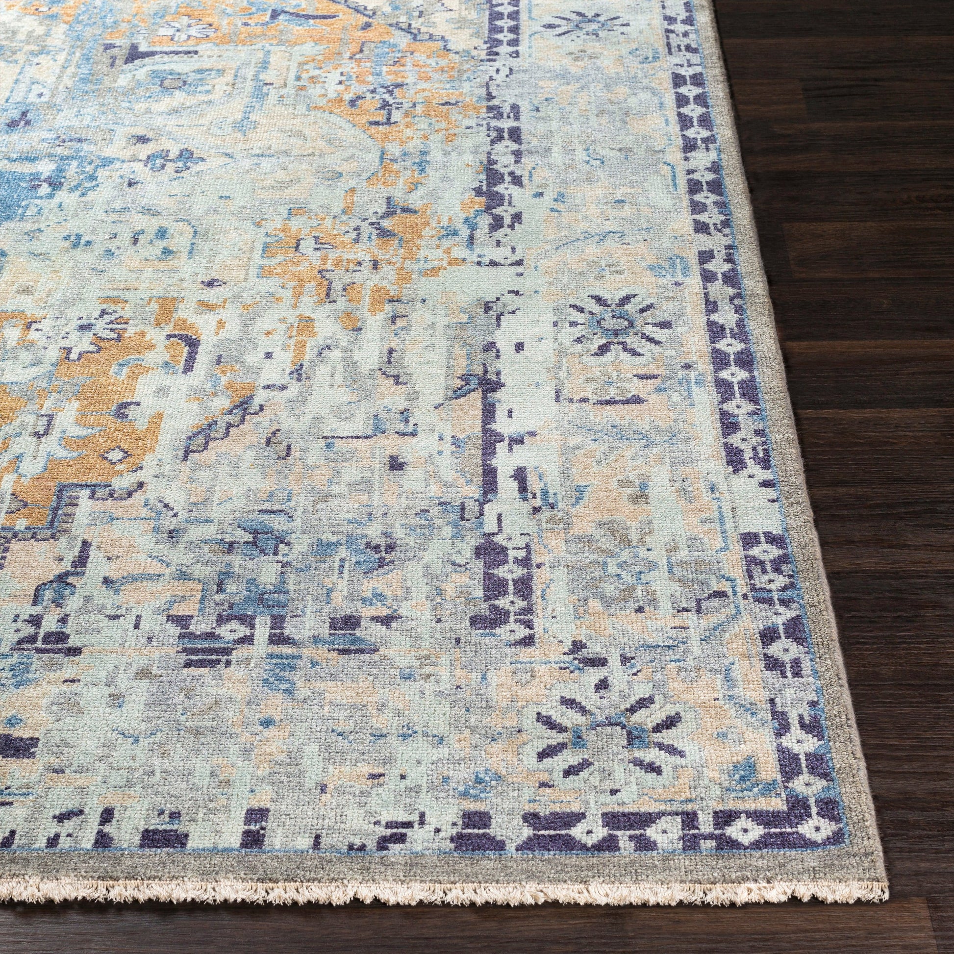 Cappadocia CPP-5027 Rug by Surya in blue, navy, tan, seafoam, dusty sage, medium brown. Made from unique in a unique style.