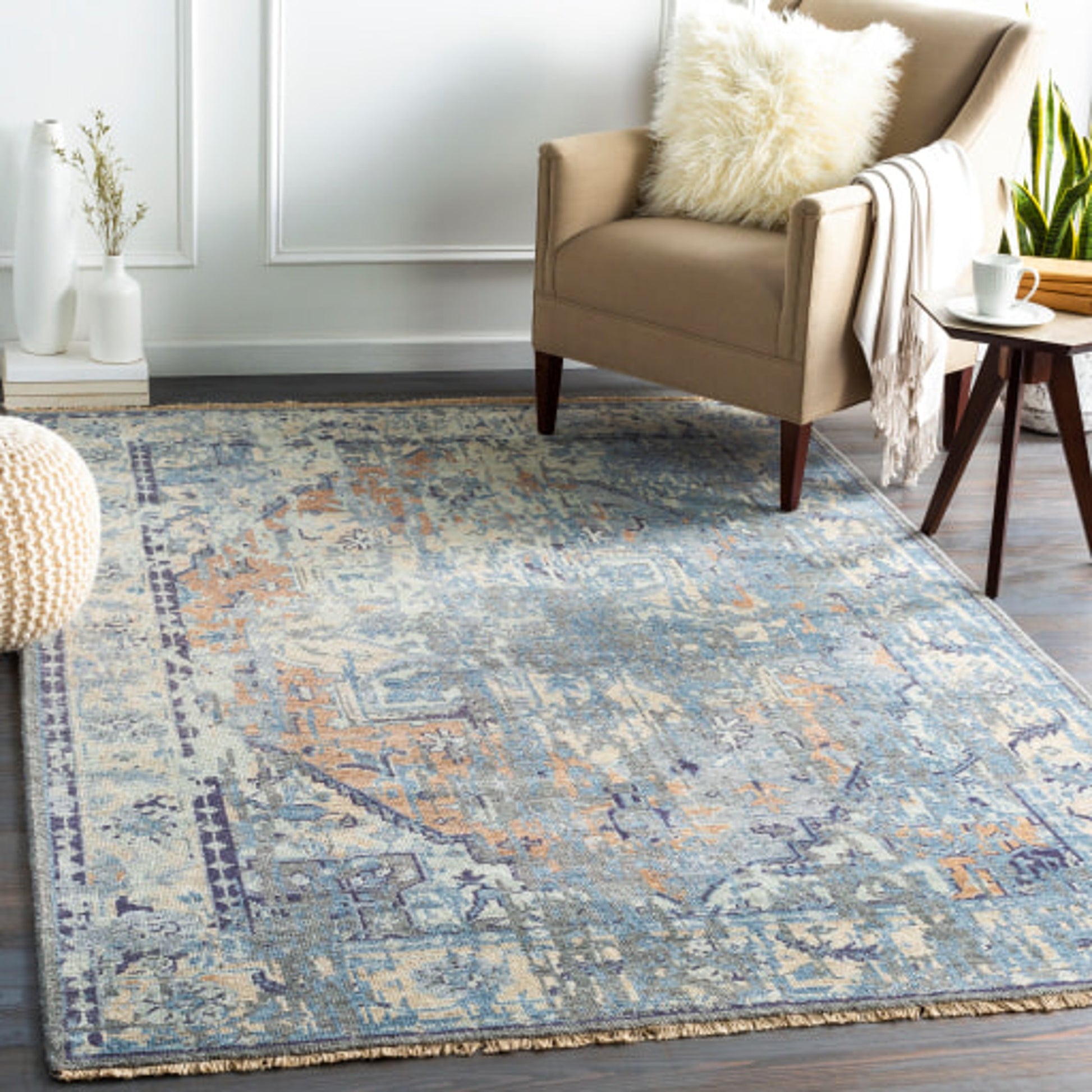 Cappadocia CPP-5027 Rug by Surya in blue, navy, tan, seafoam, dusty sage, medium brown. Made from unique in a unique style.