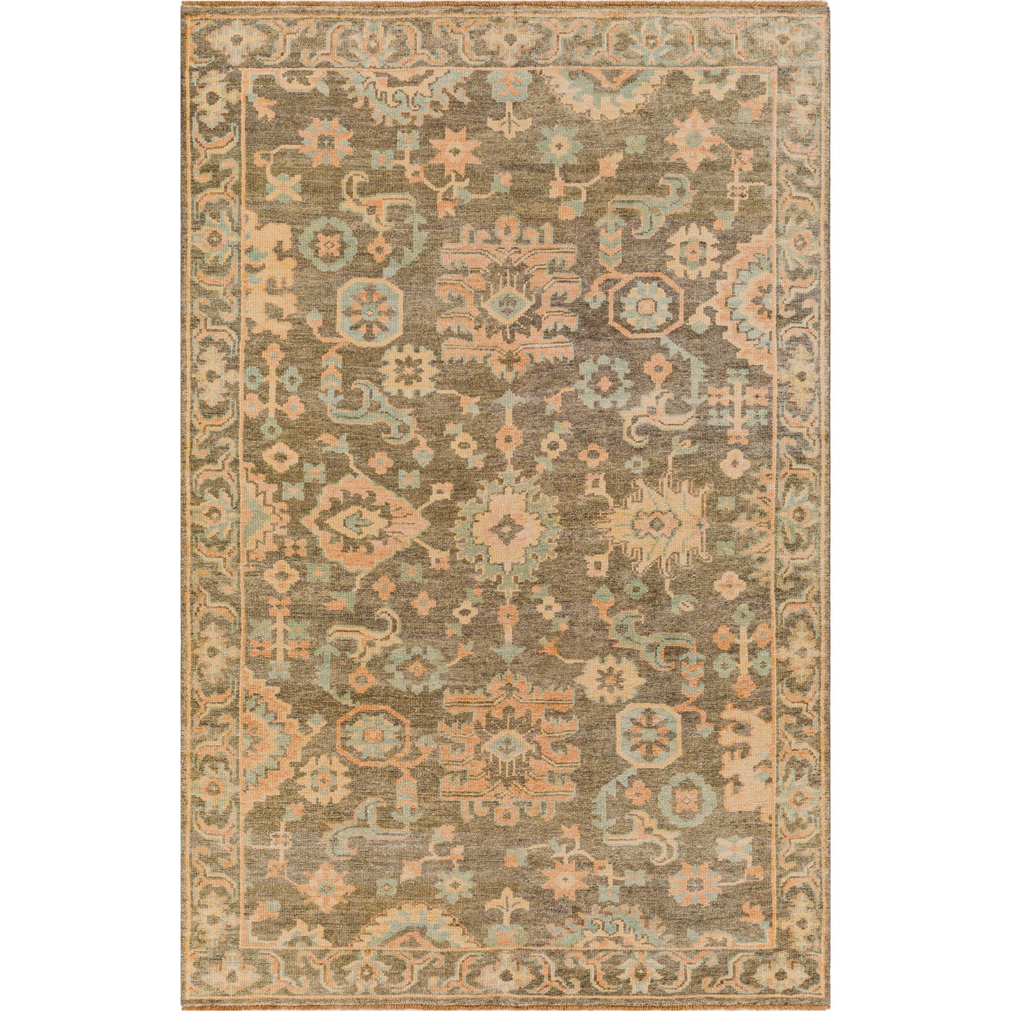 001 SI-1878724,SI-1878725,SI-1878726,SI-1878727 | Primary Silo | Cappadocia Rug - 26060 by Surya in burnt orange, seafoam, charcoal, olive, mustard. Made from 70% new zealand wool, 30% viscose in a unique style.