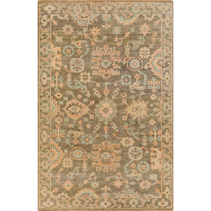 Cappadocia Rug - 26060 by Surya in burnt orange, seafoam, charcoal, olive, mustard. Made from 70% new zealand wool, 30% viscose in a unique style.