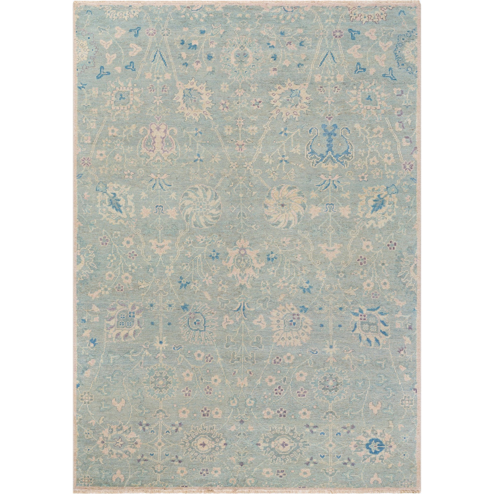 Cappadocia Rug - 489787 by Surya in sky blue, powder blue, soft ivory, pale lavender, misty gray. Made from face: 100% wool, warp: 100% cotton in a unique style.