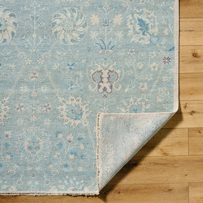 Cappadocia Rug - 489787 by Surya in sky blue, powder blue, soft ivory, pale lavender, misty gray. Made from face: 100% wool, warp: 100% cotton in a unique style.