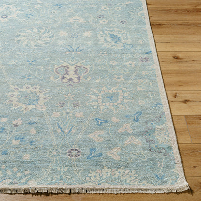 Cappadocia Rug - 489787 by Surya in sky blue, powder blue, soft ivory, pale lavender, misty gray. Made from face: 100% wool, warp: 100% cotton in a unique style.