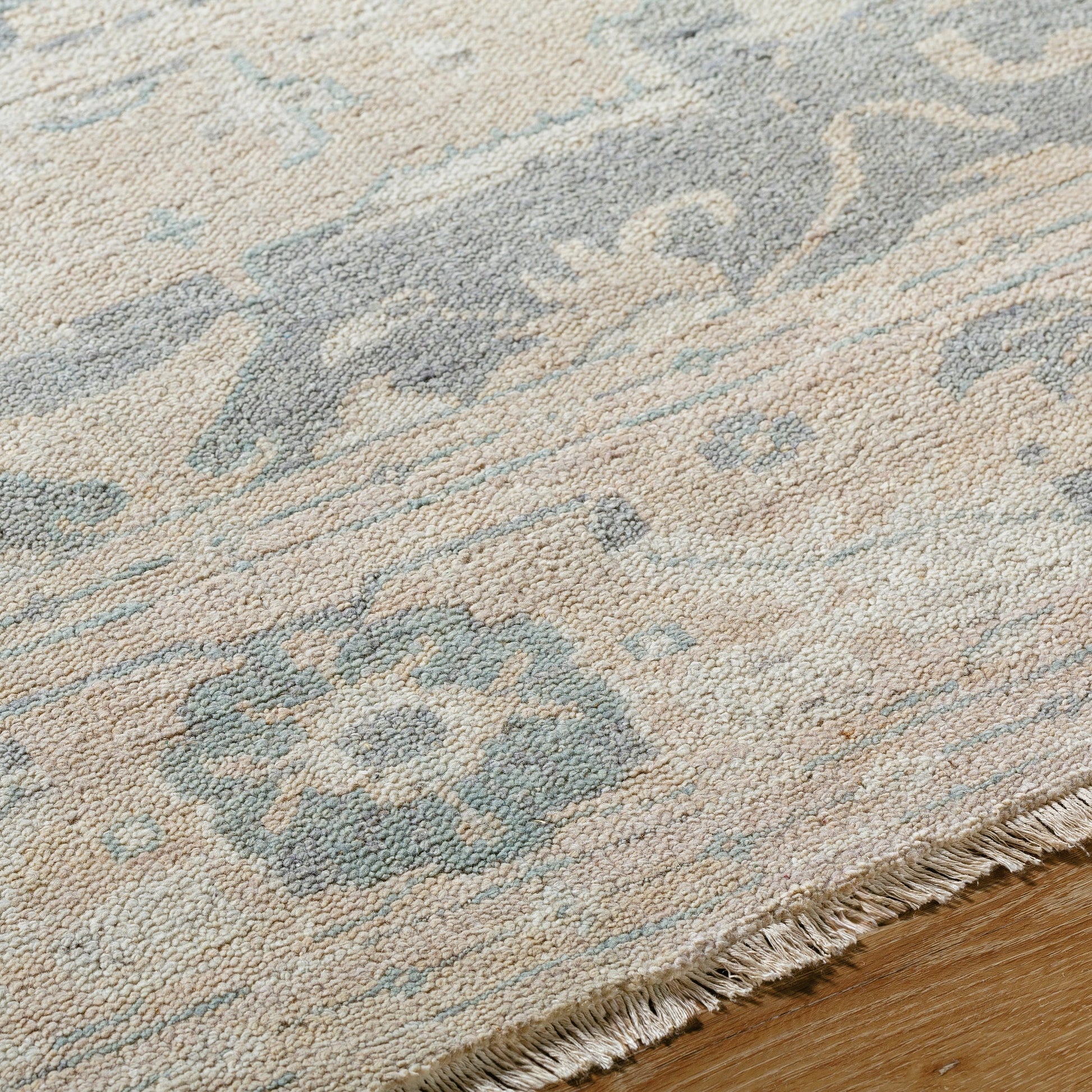Cappadocia Rug - 11439 by Surya in sage, slate, sand, ecru, mist. Made from face: 100% wool in a unique style.