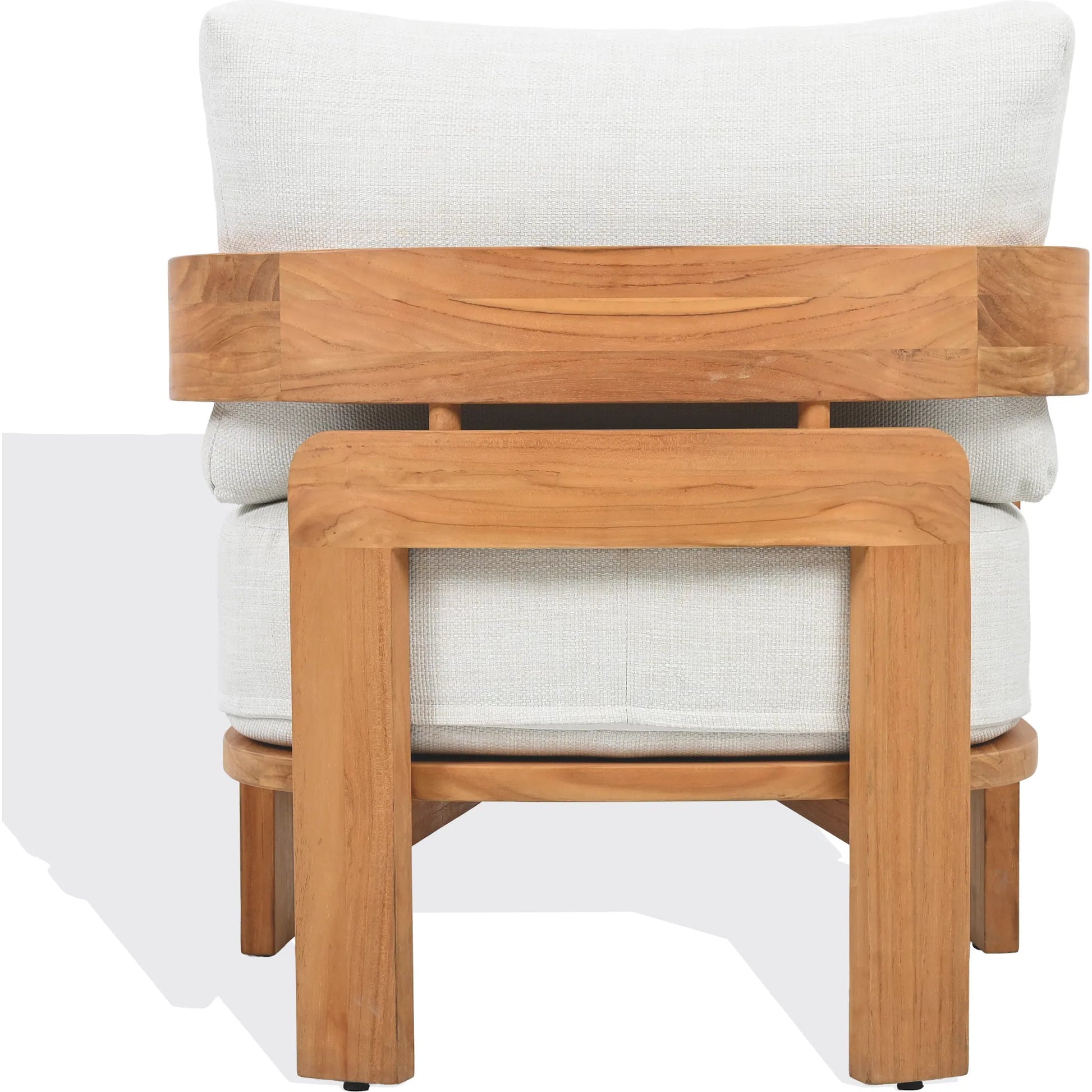 Taylor Teak Patio Chair by HedgeApple Essentials in white, natural teak. Made from teak, olefin, polyurethane foam in a transitional style.